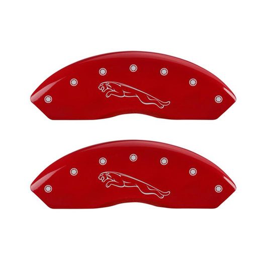 MGP 4 Caliper Covers Engraved Front & Rear Leaper Red finish silver ch