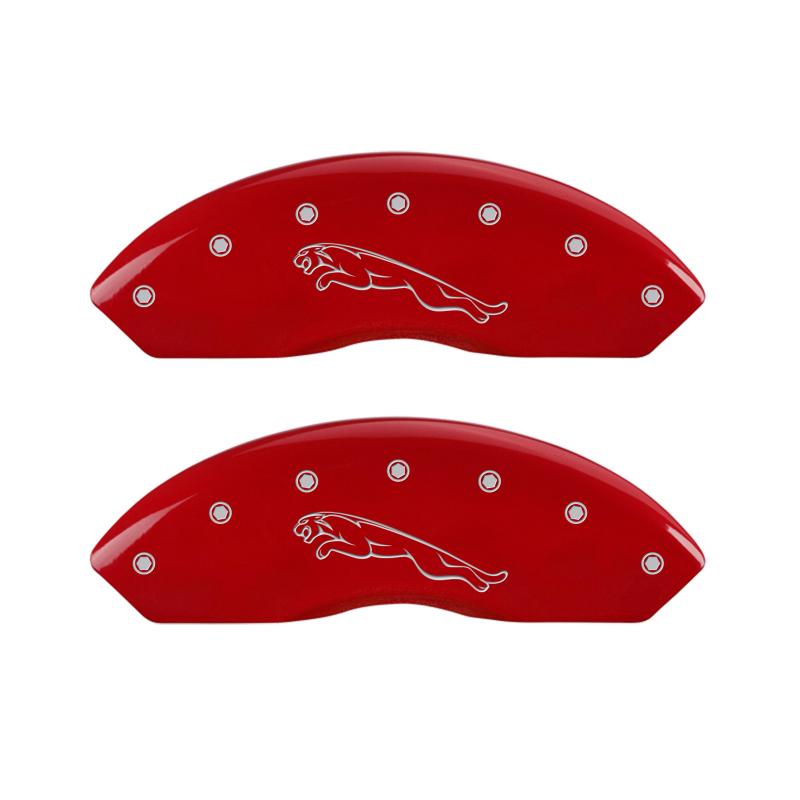 MGP 4 Caliper Covers Engraved Front & Rear Leaper Red finish silver ch