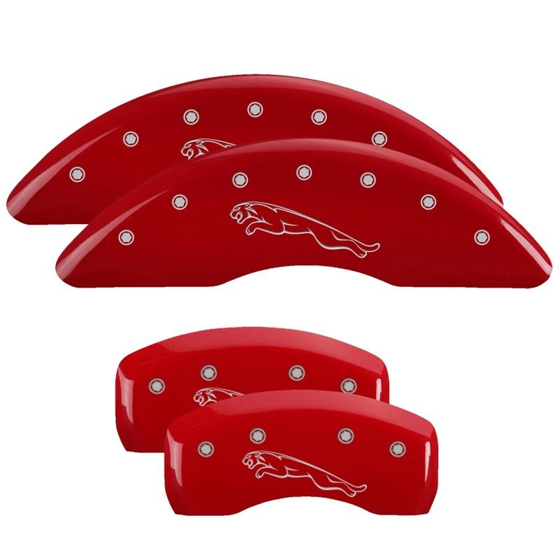 MGP 4 Caliper Covers Engraved Front & Rear Leaper Red finish silver ch
