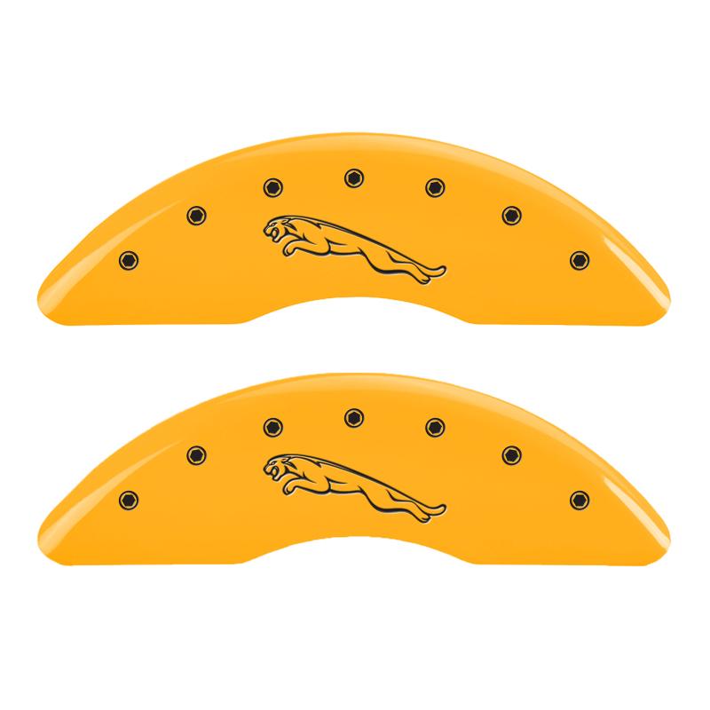 MGP 4 Caliper Covers Engraved Front & Rear Leaper Yellow finish black ch
