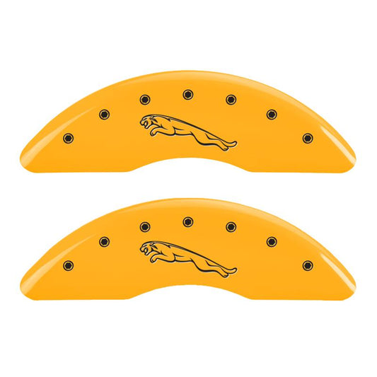 MGP 4 Caliper Covers Engraved Front & Rear Leaper Yellow finish black ch