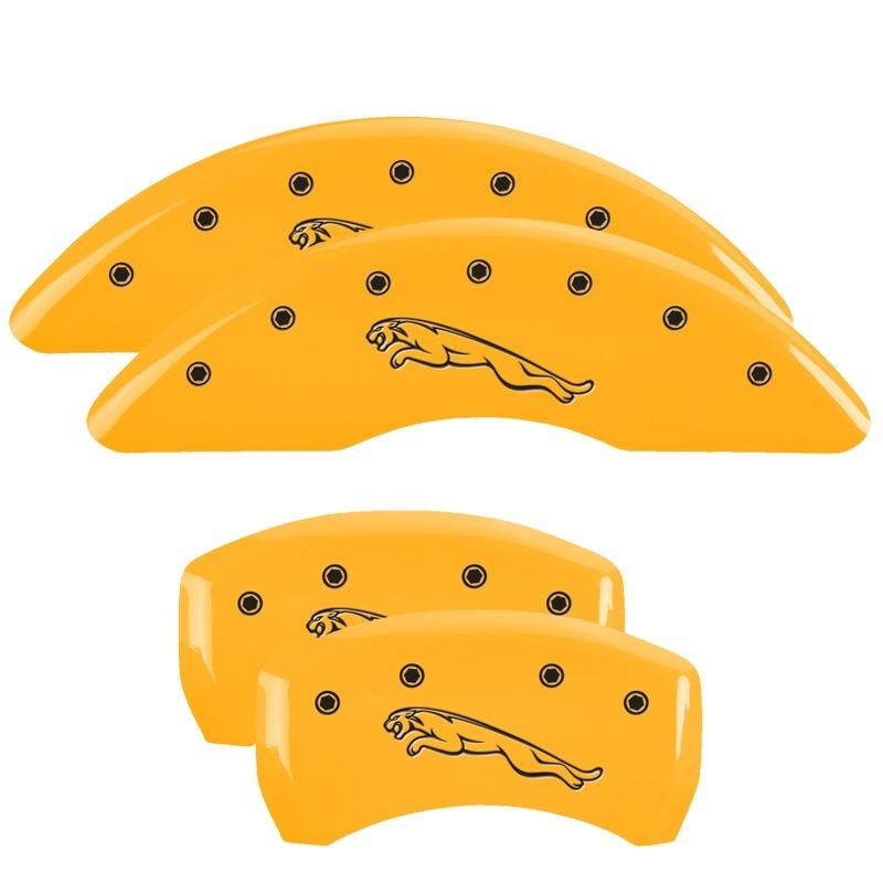 MGP 4 Caliper Covers Engraved Front & Rear Leaper Yellow finish black ch