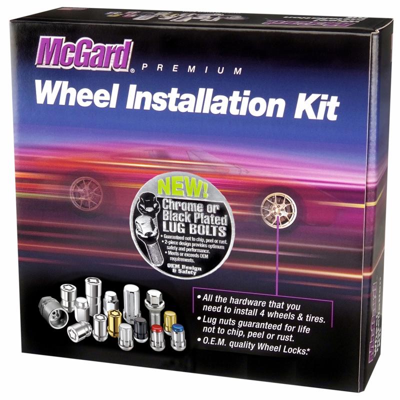 McGard 5 Lug Hex Install Kit w/Locks (Cone Seat Bolt) M12X1.5 / 17mm Hex / 25.5mm Shank L. - Black