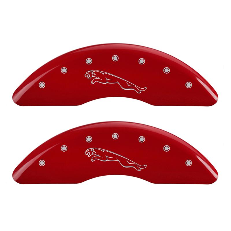 MGP 4 Caliper Covers Engraved Front & Rear Leaper Red finish silver ch