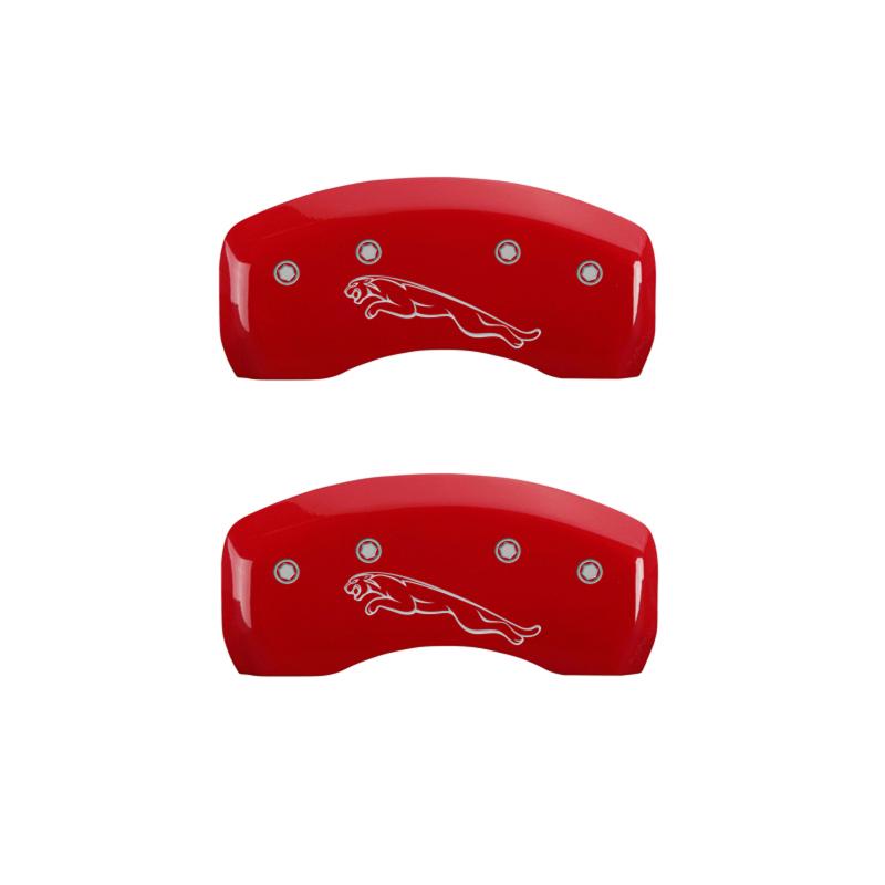 MGP 4 Caliper Covers Engraved Front & Rear Leaper Red finish silver ch