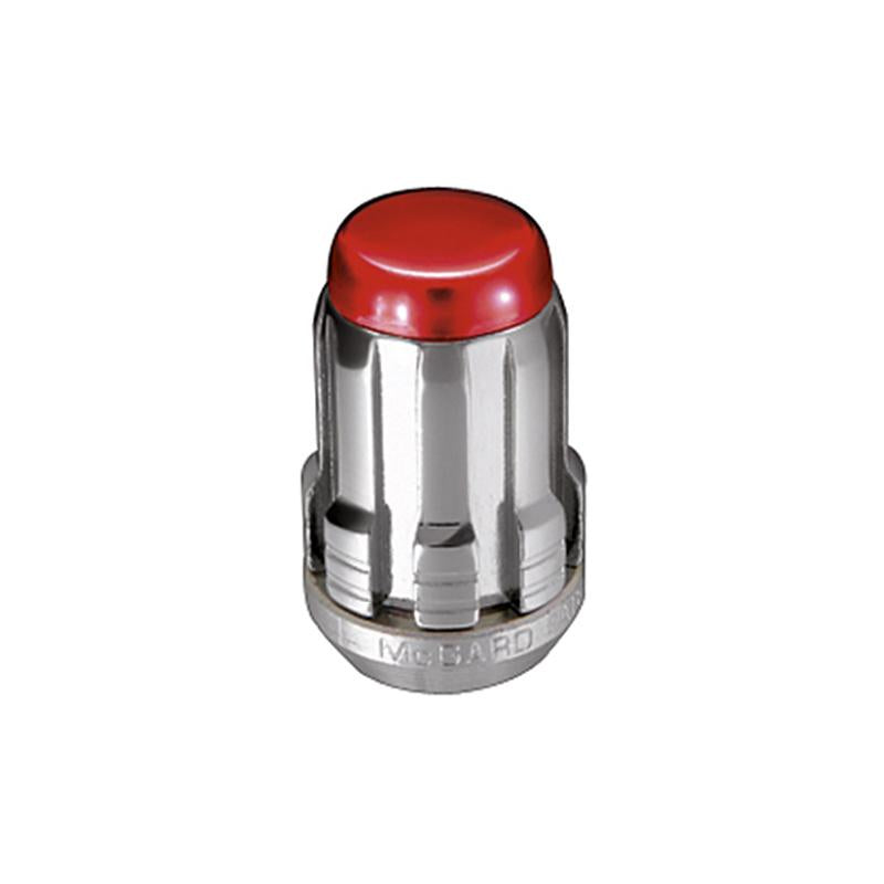 McGard SplineDrive Lug Nut (Cone Seat) M12X1.5 / 1.24in. Length (4-Pack) - Red Cap (Req. Tool)
