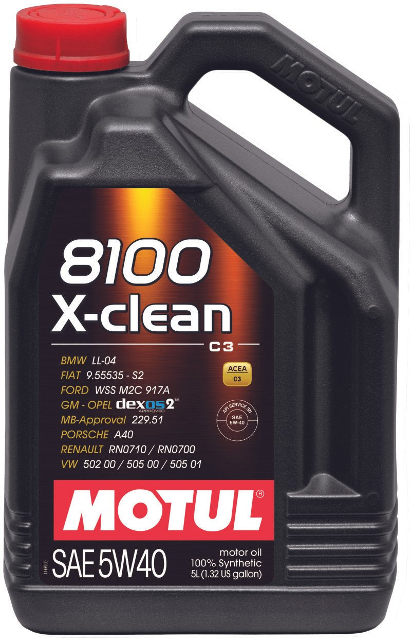 Motul 5L Synthetic Engine Oil 8100 5W40 X-CLEAN C3 -505 01-502 00-505 00-LL04-229.51-229.31