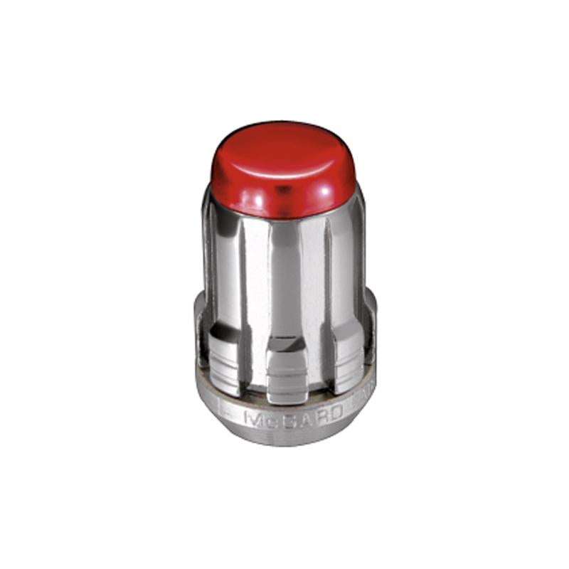 McGard SplineDrive Lug Nut (Cone Seat) M12X1.5 / 1.24in. Length (4-Pack) - Red Cap (Req. Tool)